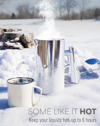 Veken French Press Plunger Coffee Tea Maker 34 Ounce 1 Liter, Double Wall Vacuum Insulated Stainless Steel Coffee Press with 4 Filter Screens for Camping Travel Gifts, Dishwasher Safe, Silver