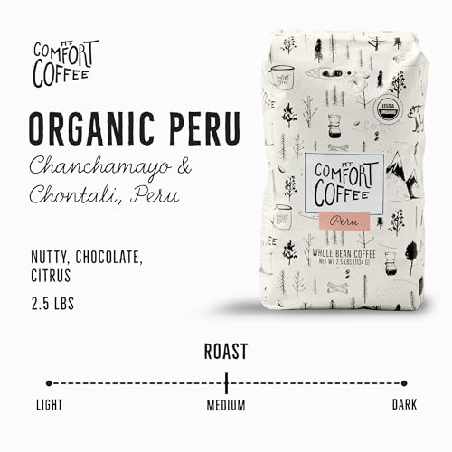 Organic Peru Medium Roast Whole Coffee Beans, 2.5lb