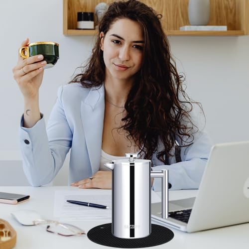 BAZZEFF French Press Coffee Maker 12oz with Double-Insulated Stainless Steel Small Capacity Metal Coffee Press with 3 Layer Filtration System for Ultimate Coffee Tea Brewing in Travel Camping or Home