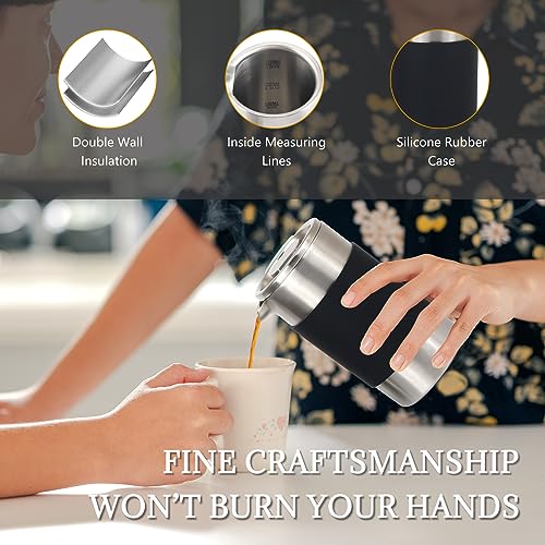 MAGICAFÉ French Press Coffee Maker Set, Portable French Press with Mini Coffee Canister and Collection Bag, Single Serve 1 Cup Small Stainless Steel Double Walled Coffee Press 350ml/12oz