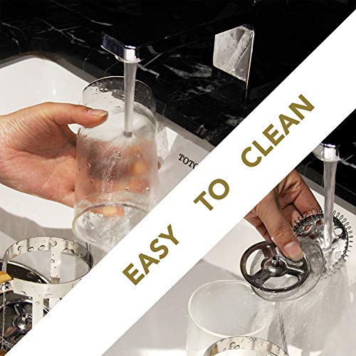 Sivaphe 12 oz French Press Coffee/Tea Maker Single Cup Espresso Press Stainless Steel Filter 0.35L High Borosilicate Carafe Durable Bamboo Handle Small Coffee Maker