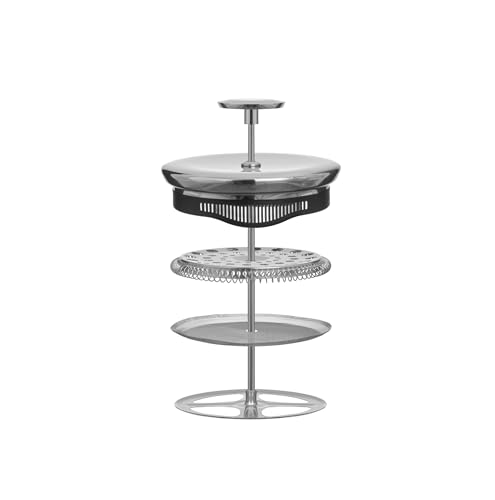 JoyJolt Fluted French Press Coffee and Tea Maker Set, 33.8oz Stainless Steel French Press, Borosilicate Glass Coffee Press, Cold Brew Portable French Press, Tea Press