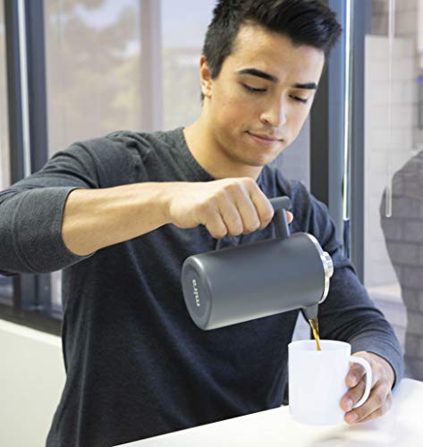 MIRA 20 oz Stainless Steel French Press Coffee Maker | Double Walled Insulated Coffee & Tea Brewer Pot & Maker | Keeps Brewed Coffee or Tea Hot | 600 ml | Pearl Blue