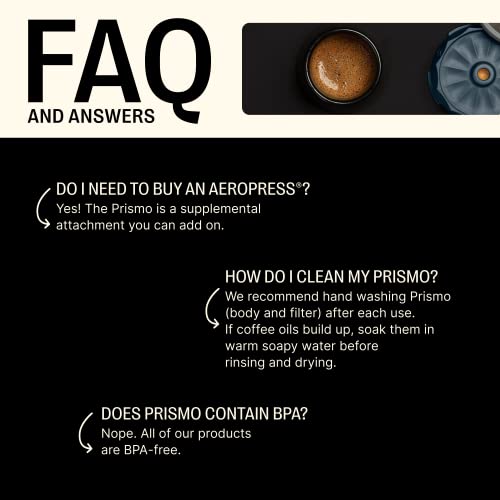 Fellow Prismo Attachment for AeroPress Coffee Maker - Enhance Your Manual Coffee Maker to Brew Espresso-Style and No-Drip Immersion Coffees, Reusable Metal Filter
