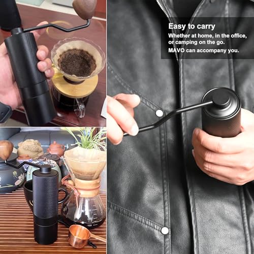 MAVO Wizard 2 Manual Coffee Grinder,Capacity 20g with CNC Stainless Steel Conical Burr, Internal Adjustable Setting, Double Bearing Positioning,for Aeropress,French Press,Espresso Coffee Bean Grinder