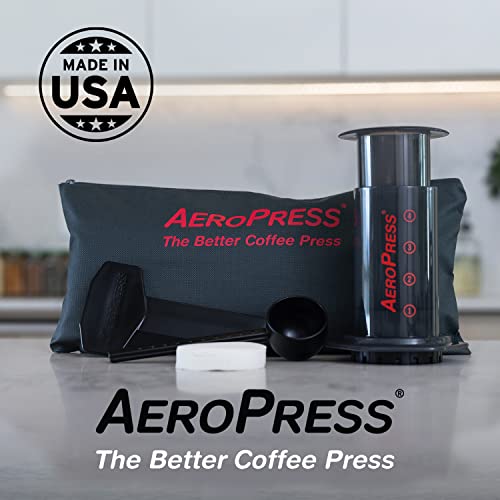 Aeropress Original Coffee and Espresso-Style Coffee Maker with Tote Bag, Barista Level Portable Coffee Maker with Chamber, Plunger, and Filters, Quick Espresso-Style and Coffee Maker, Made in USA