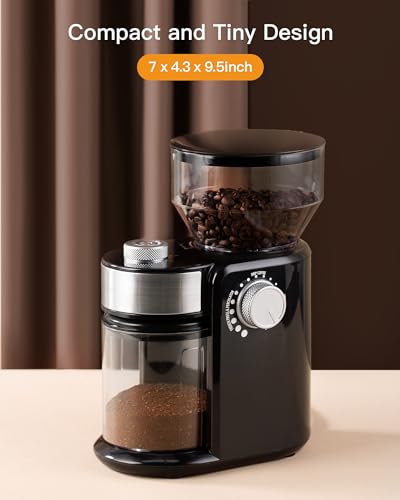 Electric Burr Mill Coffee Grinder with 18 Precise Grind Settings for Espresso, Drip and French Press - Adjustable Burr Grinder in Black