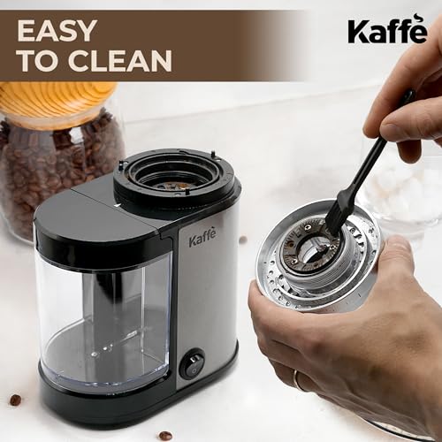 Kaffe Burr Coffee Grinder Electric w/Adjustable Settings for Precision Coffee Bean Grinding (5.5oz Capacity) Best Coffee Grinders For Home Use. (Upgraded Powerful Motor) Stainless Steel