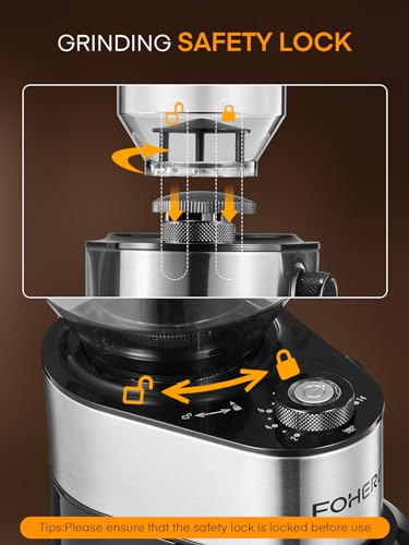 Burr Coffee Grinder Electric, Coffee Bean Grinder with 18 Precise Grind Settings, 14 Cup Automatic Flat Burr Coffee for French Press, Drip Coffee, and Espresso, Stainless Steel, Black