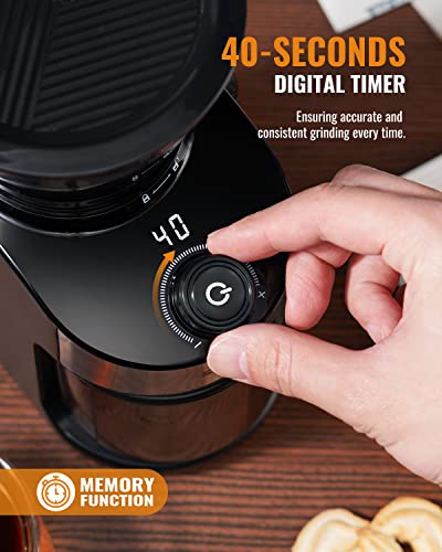 SHARDOR Coffee Grinder Burr Electric, Automatic Coffee Bean Grinder with Digital Timer Display, Adjustable Burr Mill with 25 Precise Grind Setting