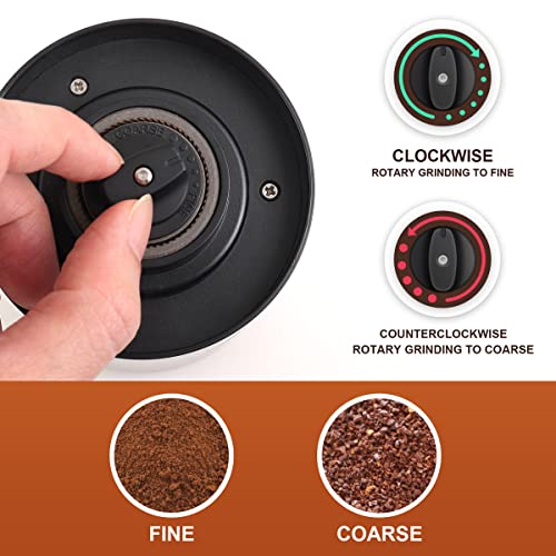Coffee Grinder Electric with Adjustable Coarseness Ceramic Burrs, Portable One Touch Electric Spice Coffee Bean Grinder with Clean Brush, Type-C Charging, Black