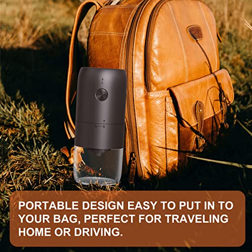 Coffee Grinder Electric with Adjustable Coarseness Ceramic Burrs, Portable One Touch Electric Spice Coffee Bean Grinder with Clean Brush, Type-C Charging, Black