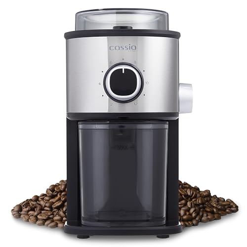 Cassia Burr Grinder 150W - Precision Grinding for Your Great Cup: Adjustable Quantity Selector (2-12 Cups) for Tailored Brewing