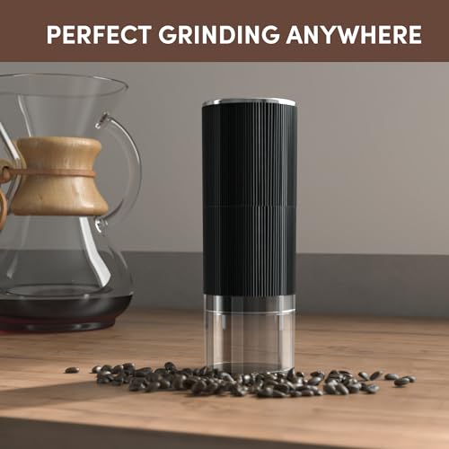 Wirsh Burr Coffee Grinder-Rechargeable Battery Operated Coffee Grinder with Stainless Steel Conical Burr Mill, Eletric Portable Coffee Grinder with 80 Grind Settings from Fine to Coarse