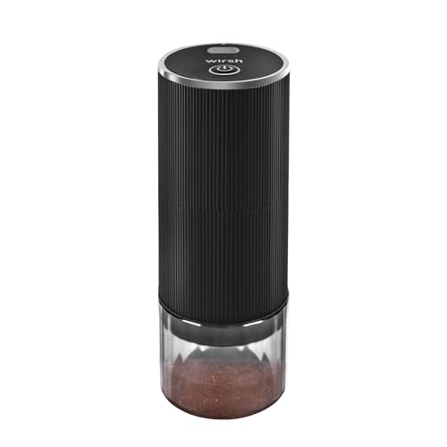 Wirsh Burr Coffee Grinder-Rechargeable Battery Operated Coffee Grinder with Stainless Steel Conical Burr Mill, Eletric Portable Coffee Grinder with 80 Grind Settings from Fine to Coarse