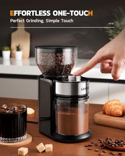 KIDISLE Electric Burr Coffee Grinder4.0, Automatic Flat Burr Coffee for French Press, Drip Coffee and Espresso, Adjustable Burr Mill with 16 settings, 14 Cup, Stainless Steel