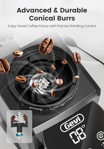 Gevi Burr Coffee Grinder, Adjustable Burr Mill with 35 Precise Grind Settings, Electric Coffee Grinder for Espresso/Drip/Percolator/French Press/American/Turkish Coffee Makers, 120V/200W, Black