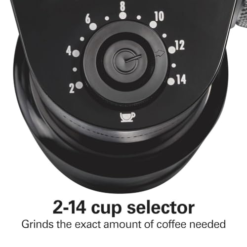 Hamilton Beach Electric Burr Coffee Grinder with Large 16oz Hopper & 18 Settings For 2-14 Cups, Stainless Steel (80385)