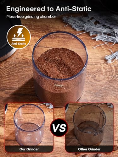 Anti-static Conical Burr Coffee Grinder FOHERE Adjustable Burr Mill with 35 Precise Grind Setting, 2-12 Cup Select Timer, for Espresso, Drip Coffee, French Press, Black