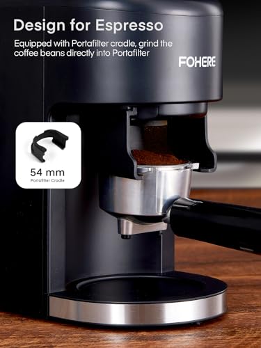 Anti-static Conical Burr Coffee Grinder FOHERE Adjustable Burr Mill with 35 Precise Grind Setting, 2-12 Cup Select Timer, for Espresso, Drip Coffee, French Press, Black