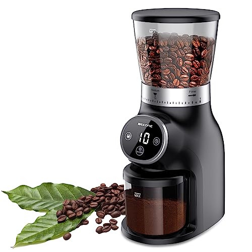 BEEONE Conical Burr Coffee Grinder with Digital Control, Espresso Grinder with 31 Precise Settings for 1-10 Cups, Coffee Grinder Electric with Time Display and Countdown Display, Black
