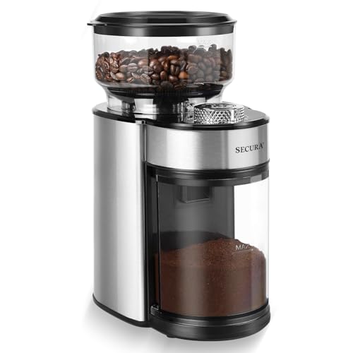 Secura Coffee Grinder Electric Conical Burr Coffee Grinder Anti-static Coffee Grinder with 25 Precise Grind Settings for 2-12 Cups Electric Burr Coffee Grinder for Espresso/French Press Coffee Maker