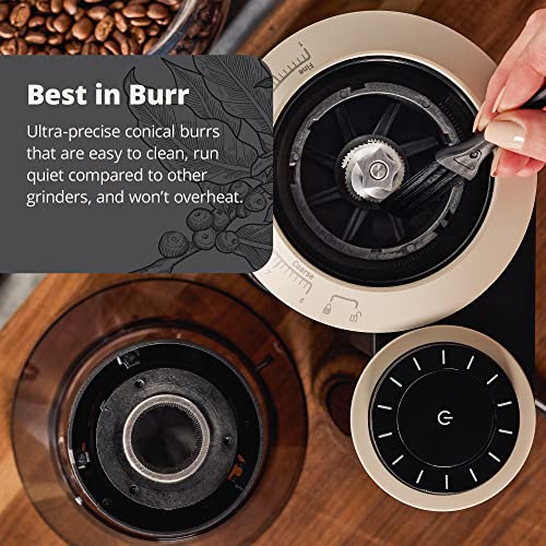 Greater Goods Burr Coffee Grinder with Built-in Coffee Scale, Onyx Black