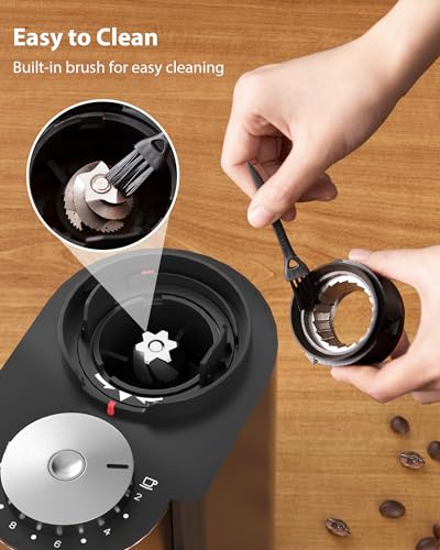 Aromaster Burr Coffee Grinder, Coffee Bean Grinder with 25 Grind Setting, Espresso Grinder with 51-53mm Portafilter Holder, 2-12 Cups Timer, Conical Coffee Grinders for Home Use/Pour Over/French Press