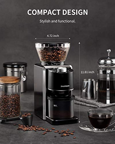 SHARDOR Conical Burr Coffee Grinder Electric 2.0, Adjustable Coffee Bean Grinder with 35 Precise Grind Setting for 2-12 Cup, Black