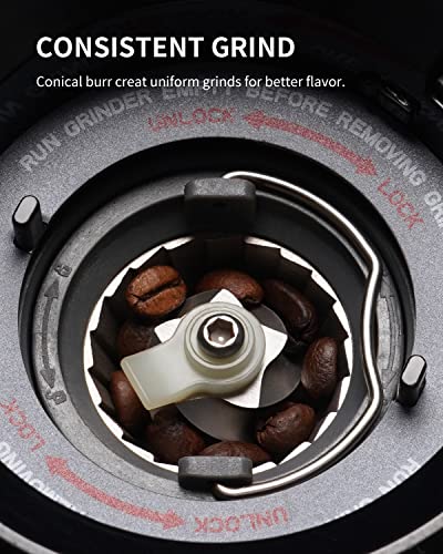 SHARDOR Conical Burr Coffee Bean Grinder with Precision Timer, Touchscreen Adjustable Electric Burr Mill with 31 Precise Settings for Home Use, Matte Black