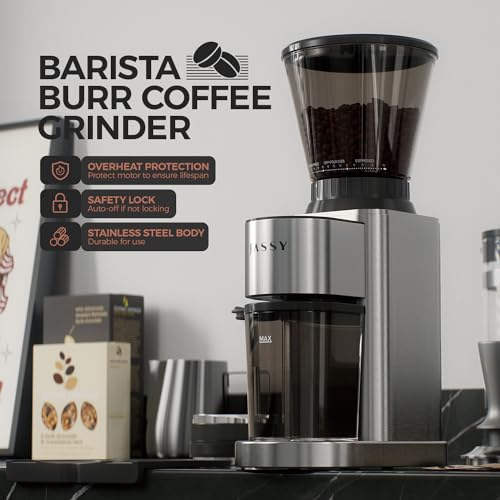 Burr Coffee Grinder Conical Coffee Grinder with Digital Timer Display,24 Precise Settings Electric Coffee Bean Grinder for Espresso/Drip/Pour Over/Cold Brew/French Press Brewing,Stainless Steel