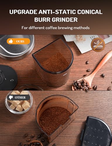TWOMEOW Conical Burr Coffee Grinder Electric, Anti-static Coffee Bean Grinder with 24 Grind Settings for Espresso/Drip/Pour Over/Cold Brew/French Press Coffee Maker,Stainless Steel
