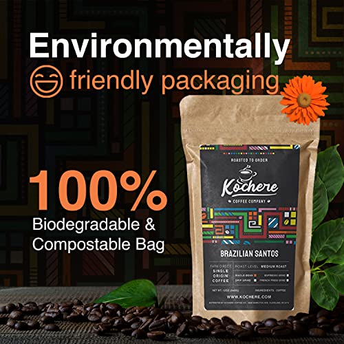 Brazilian Santos Medium Roast Arabica Coffee Beans - 12 oz
