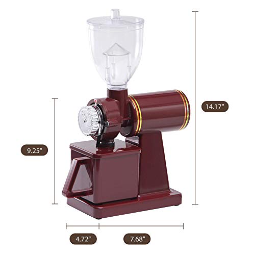 RRH Burr Coffee Grinders, Professional Electric Coffee Grinder, Automatic Burr Mill Grinder, 250g Coffee Bean Powder Grinding Machine 110V, Red