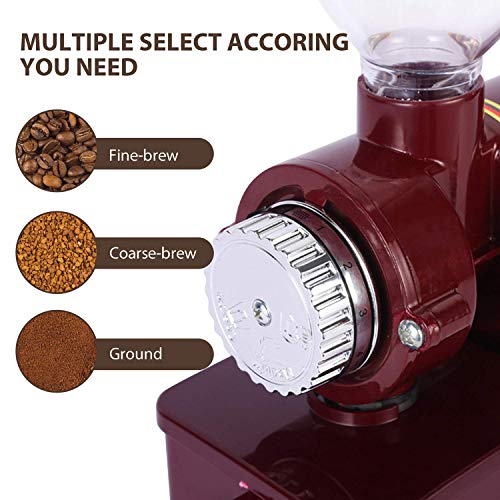 RRH Burr Coffee Grinders, Professional Electric Coffee Grinder, Automatic Burr Mill Grinder, 250g Coffee Bean Powder Grinding Machine 110V, Red