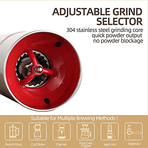 Portable Electric Conical Burr Coffee Grinders, Spice Grinder Electric, Bean Grinder,USB Rechargeable Coffee Maker Stainless Steel Coffee Bean Machine with 15 Fine to Coarse Grind Settings (Red)
