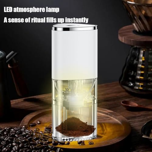 Coffee Grinder Electric, Portable Burr Coffee Grinder, LED Adjustable Espresso Grinder, USB Charging Coffee Bean Grinder with Multiple Grinding Settings, for Travel Camping Office Kitchen Home…