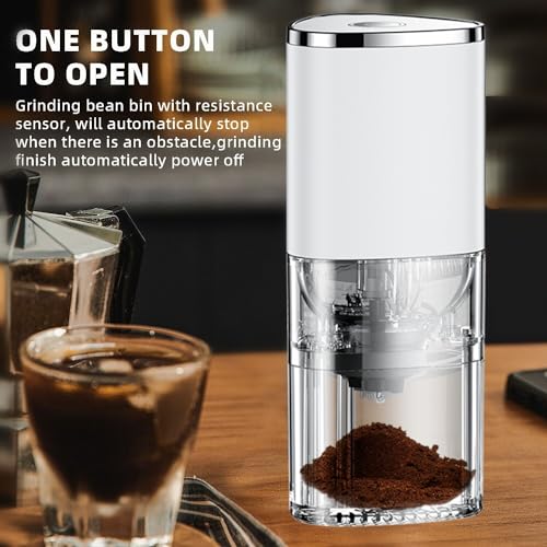 Coffee Grinder Electric, Portable Burr Coffee Grinder, LED Adjustable Espresso Grinder, USB Charging Coffee Bean Grinder with Multiple Grinding Settings, for Travel Camping Office Kitchen Home…