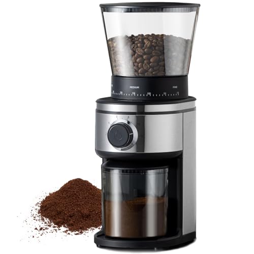 Ollygrin Coffee Grinder Electric Burr Mill, Conical Burr Espresso Coffee Grinder, Coffee Bean Grinder With 30 Adjustable Settings Precise Setting For 2-12 Cups Stainless Steel Silver