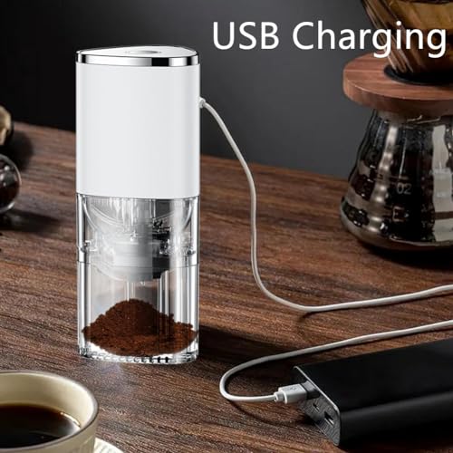 Coffee Grinder Electric, Portable Burr Coffee Grinder, LED Adjustable Espresso Grinder, USB Charging Coffee Bean Grinder with Multiple Grinding Settings, for Travel Camping Office Kitchen Home…
