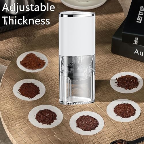 Coffee Grinder Electric, Portable Burr Coffee Grinder, LED Adjustable Espresso Grinder, USB Charging Coffee Bean Grinder with Multiple Grinding Settings, for Travel Camping Office Kitchen Home…