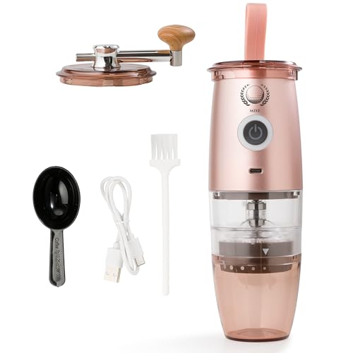 Portable Burr Coffee Grinder,Electric/Manual 2-in-1 Cafe Grind, Adjustable Burr Mill with 5 Precise Grind Scale for Drip/Espresso/Pour over/Percolator/Cold Brew (Gold)