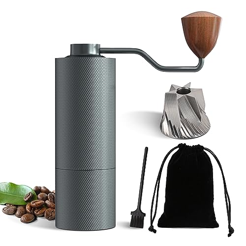 DiseZeit Manual Coffee Grinder, 6-Axis Stainless Steel Burr, Portable Manual Coffee Grinder, Easy Cleaning, 28g Capacity Coffee Grinder Manual with Adjustable Settings, Brush&Storage Bag Included