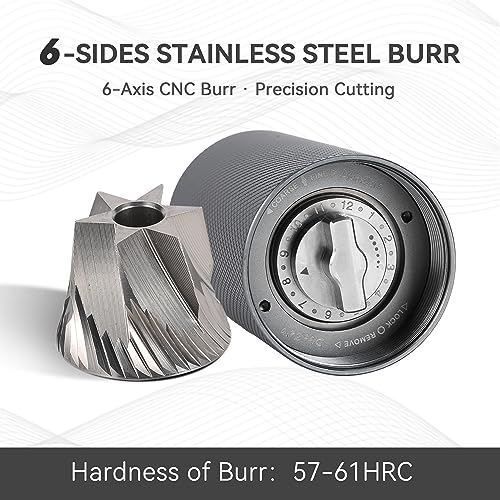 DiseZeit Manual Coffee Grinder, 6-Axis Stainless Steel Burr, Portable Manual Coffee Grinder, Easy Cleaning, 28g Capacity Coffee Grinder Manual with Adjustable Settings, Brush&Storage Bag Included