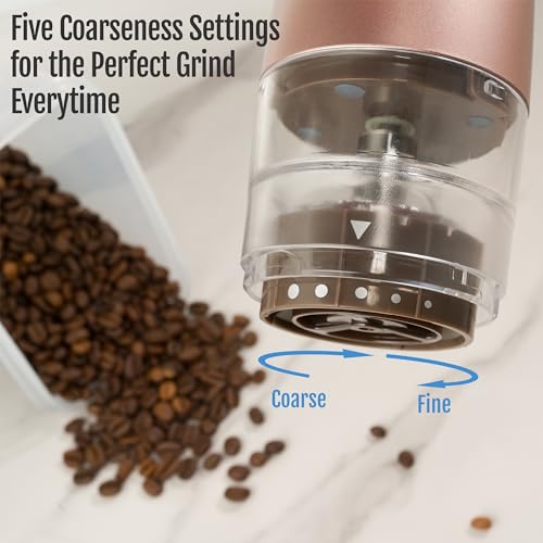Portable Burr Coffee Grinder,Electric/Manual 2-in-1 Cafe Grind, Adjustable Burr Mill with 5 Precise Grind Scale for Drip/Espresso/Pour over/Percolator/Cold Brew (Gold)