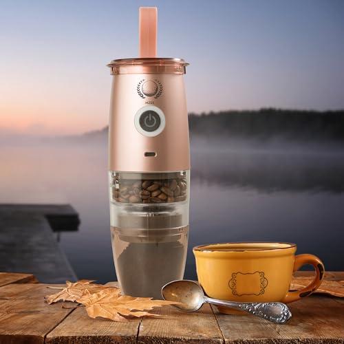 Portable Burr Coffee Grinder,Electric/Manual 2-in-1 Cafe Grind, Adjustable Burr Mill with 5 Precise Grind Scale for Drip/Espresso/Pour over/Percolator/Cold Brew (Gold)