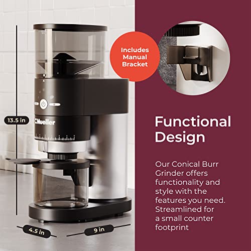 Mueller Ultra-Grind Conical Burr Grinder Professional Series, Innovative Detachable PowderBlock Grinding Chamber for Easy Cleaning and 40mm Hardened Gears for Long Life