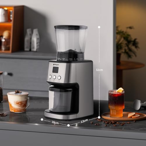 Aligain Stainless Steel Burr Coffee Grinder with 51 Grind Settings，Grind Timer,Electric Coffee Grinder for Espresso/Drip/Pour Over/Cold Brew/French Press Coffee Maker，120V/165W