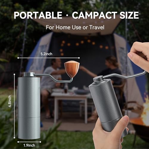 DiseZeit Manual Coffee Grinder, 6-Axis Stainless Steel Burr, Portable Manual Coffee Grinder, Easy Cleaning, 28g Capacity Coffee Grinder Manual with Adjustable Settings, Brush&Storage Bag Included