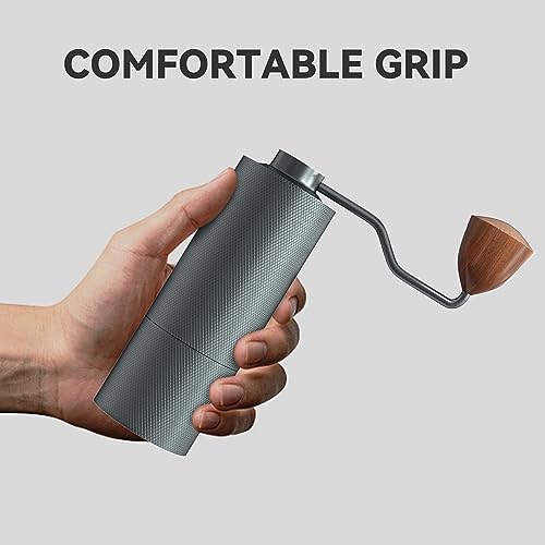 DiseZeit Manual Coffee Grinder, 6-Axis Stainless Steel Burr, Portable Manual Coffee Grinder, Easy Cleaning, 28g Capacity Coffee Grinder Manual with Adjustable Settings, Brush&Storage Bag Included